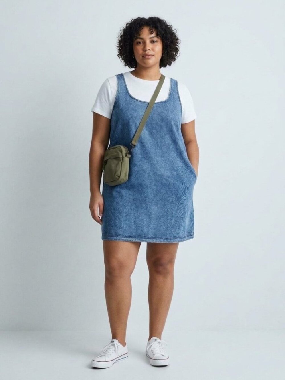 Recollection Denim Pinafore Mini Dress NWT Medium Blue Wash Scoop Neck | Size XL